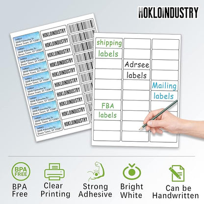 1" x 2 - 5/8" Address Labels,Printable Mailing Labels for Laser/Inkjet Printer,Permanent Adhesive Blank White Labels,Totally 4500 Sticker Labels(150 Sheets) | Address Labels - TrueDesk
