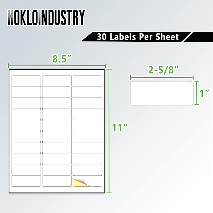 1" x 2 - 5/8" Address Labels,Printable Mailing Labels for Laser/Inkjet Printer,Permanent Adhesive Blank White Labels,Totally 4500 Sticker Labels(150 Sheets) | Address Labels - TrueDesk