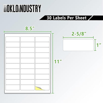 1" x 2 - 5/8" Address Labels,Printable Mailing Labels for Laser/Inkjet Printer,Permanent Adhesive Blank White Labels,Totally 4500 Sticker Labels(150 Sheets) | Address Labels - TrueDesk