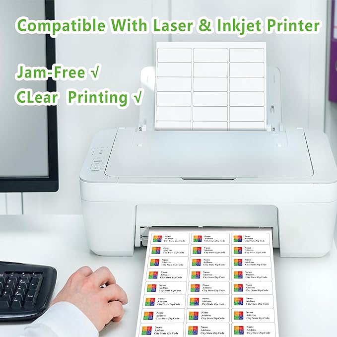 1" x 2 - 5/8" Address Labels,Printable Mailing Labels for Laser/Inkjet Printer,Permanent Adhesive Blank White Labels,Totally 4500 Sticker Labels(150 Sheets) | Address Labels - TrueDesk