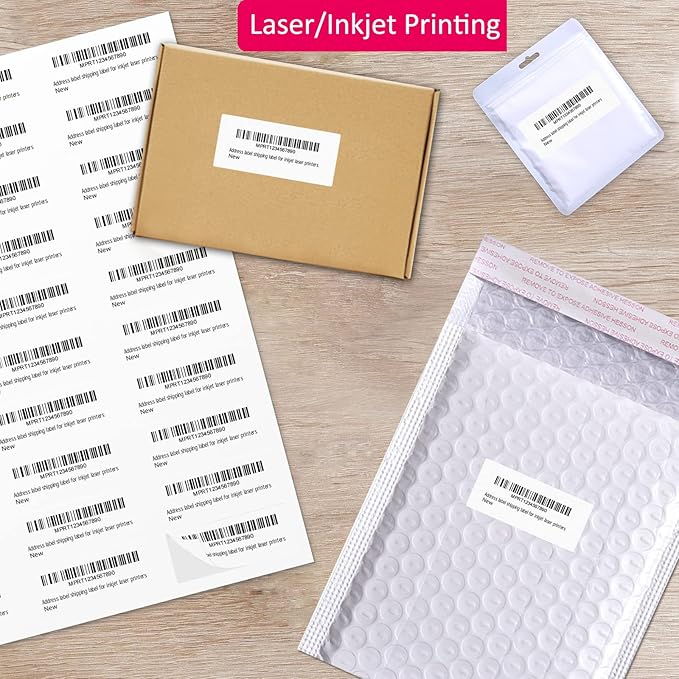 1" x 2 - 5/8" Shipping Address Labels 1500 Label Stickers Paper for Laser/Inkjet Printer 30 per Page Printable Mailing Labels - Matte, 50 Sheets | Laser Inkjet Printer Labels - TrueDesk