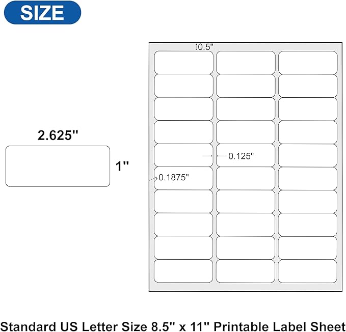 1" x2 - 5/8 Address Label for Laser Inkjet Printer 250 Sheets, Printable Shipping Label 30 per Sheet, 5160 8160 White Mailing Labels for Package Envelope | Laser Inkjet Printer Labels - TrueDesk