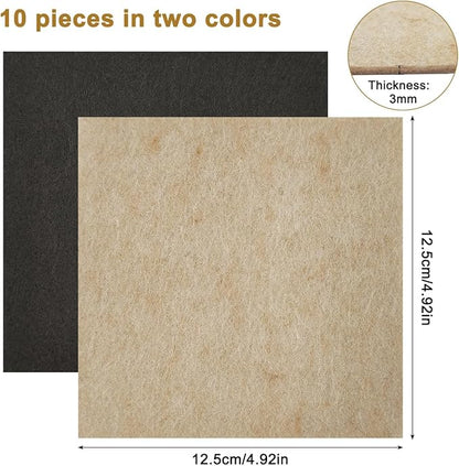 10 Pcs Felt Furniture Pads, 5 x 5 inch, Self Adhesive Felt Pads, Large Non Slip Felt Sheets Protectors for Hardwood Wood Floors Heavy Duty Chair Wall Furniture Feet Laminate Flooring, Beige/Black | Furniture Pads - TrueDesk