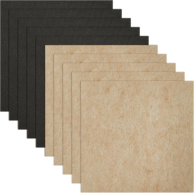 10 Pcs Felt Furniture Pads, 5 x 5 inch, Self Adhesive Felt Pads, Large Non Slip Felt Sheets Protectors for Hardwood Wood Floors Heavy Duty Chair Wall Furniture Feet Laminate Flooring, Beige/Black | Furniture Pads - TrueDesk