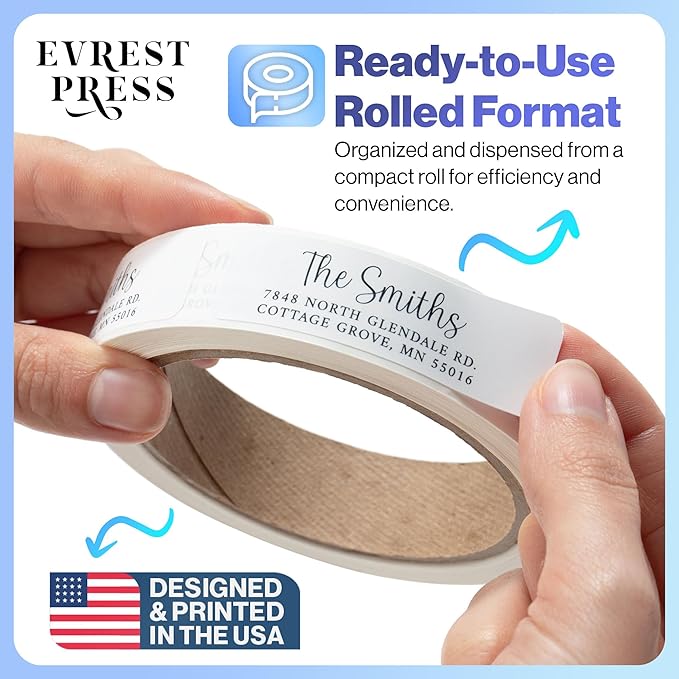 100 Personalized Address Labels - Glossy White Return Address Label 2.5" x 0.75'', Stylish Fonts for Envelopes & Packages, Customizable Labels for Home or Office Use | Address Labels - TrueDesk