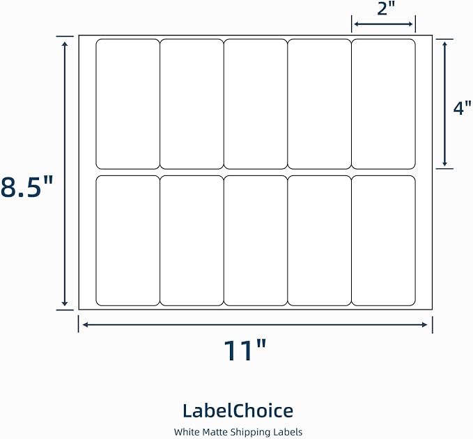 100 Sheets 1000 Pcs 2”x4” 10 Up Shipping Address Labels Compatible with Laser and Inkjet Printers, 2x4 10 Per Page Strong Adhesive Internet Mailing Shipping Labels | Laser Inkjet Printer Labels - TrueDesk