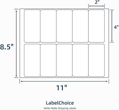 100 Sheets 1000 Pcs 2”x4” 10 Up Shipping Address Labels Compatible with Laser and Inkjet Printers, 2x4 10 Per Page Strong Adhesive Internet Mailing Shipping Labels | Laser Inkjet Printer Labels - TrueDesk