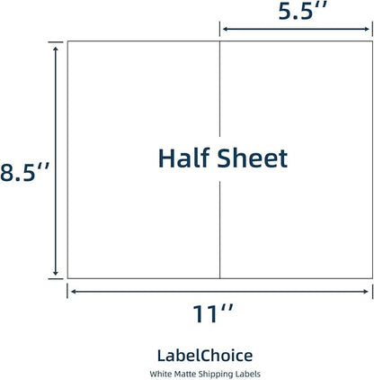 100 Sheets 200 Labels Half Sheet Self Adhesive Shipping Labels for Laser & Inkjet Printers, 8.5" x 5.5" Shipping Mailing Labels, 2 per Page Shipping Labels, 5 1/2 x 8 1/2 Half Sheet Labels | Laser Inkjet Printer Labels - TrueDesk
