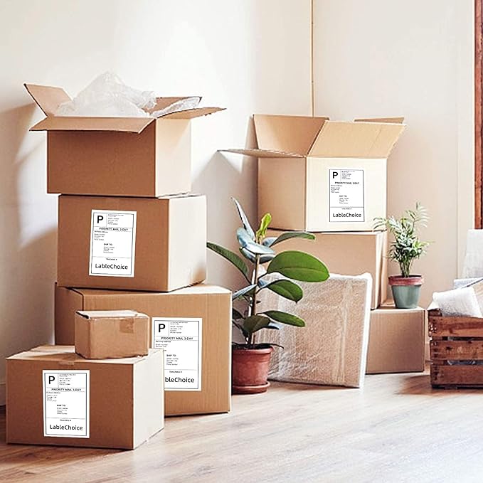 100 Sheets 200 Labels Half Sheet Self Adhesive Shipping Labels for Laser & Inkjet Printers, 8.5" x 5.5" Shipping Mailing Labels, 2 per Page Shipping Labels, 5 1/2 x 8 1/2 Half Sheet Labels | Laser Inkjet Printer Labels - TrueDesk