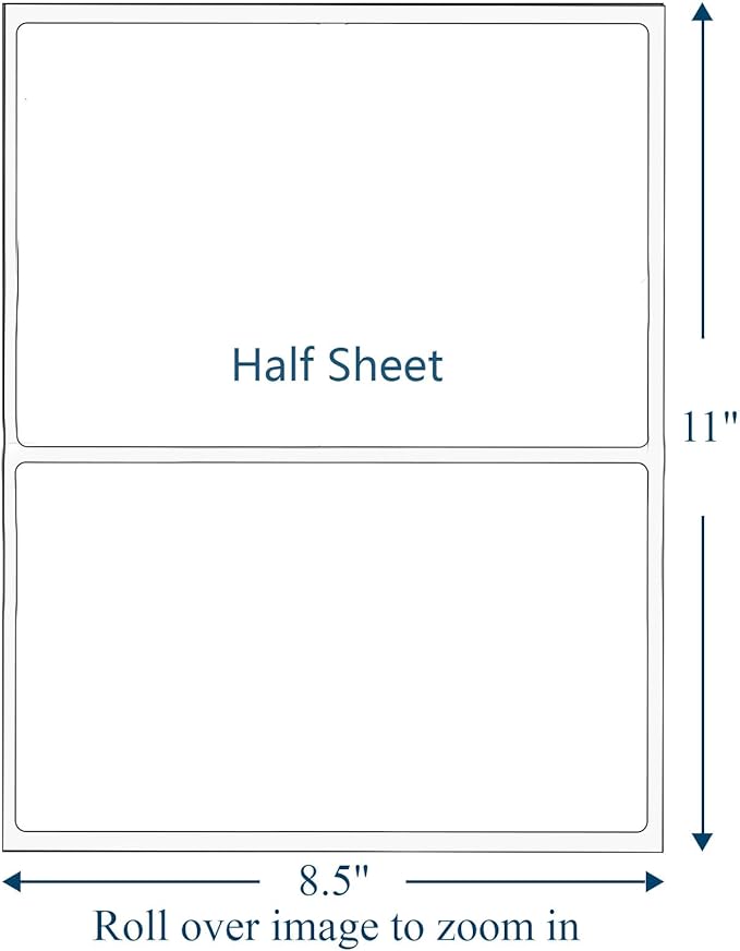 (100 Sheets, 200 Labels) Sticker Paper, 11" x 8.5" Half Sheet Shipping Address Labels, 2 Per Page Self Adhesive Mailing Label for Laser and Inkjet Printers | Shipping Handling Labels - TrueDesk