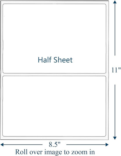 (100 Sheets, 200 Labels) Sticker Paper, 11" x 8.5" Half Sheet Shipping Address Labels, 2 Per Page Self Adhesive Mailing Label for Laser and Inkjet Printers | Shipping Handling Labels - TrueDesk