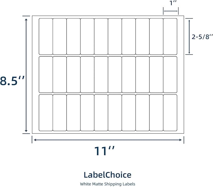 100 Sheets 3000 Pcs 30 - up 1" x 2 - 5/8" Shipping Address FBA Labels for Laser & Inkjet Printers, 30 Up Labels 1 x 2 - 5/8 on US Letter,30 per Sheet Return Address Stickers, 30 per Page | Laser Inkjet Printer Labels - TrueDesk