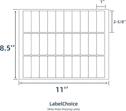 100 Sheets 3000 Pcs 30 - up 1" x 2 - 5/8" Shipping Address FBA Labels for Laser & Inkjet Printers, 30 Up Labels 1 x 2 - 5/8 on US Letter,30 per Sheet Return Address Stickers, 30 per Page | Laser Inkjet Printer Labels - TrueDesk