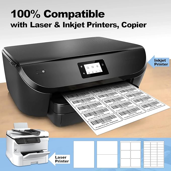 100 Sheets 3000 Pcs 30 Up 1" x2 - 5/8 Shipping Address Barcode Labels for Laser & Inkjet Printers, 1x2.625 FBA Labels on US Letter, 30 per Sheet Return Address Labels, 30 per Page | Laser Inkjet Printer Labels - TrueDesk