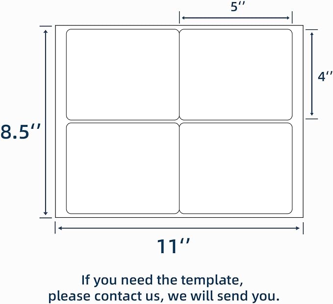 100 Sheets 400 Pcs 4"x5" 4 Up Shipping Address Labels for Laser & Inkjet Printers, Permanent Adhesive 4 per Page Shipping Labels, 4 to a Page Labels, 4 Stickers per Sheet | Laser Inkjet Printer Labels - TrueDesk