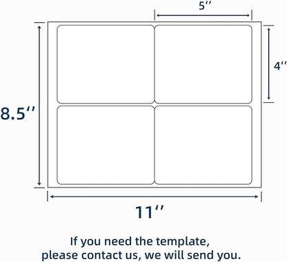100 Sheets 400 Pcs 4"x5" 4 Up Shipping Address Labels for Laser & Inkjet Printers, Permanent Adhesive 4 per Page Shipping Labels, 4 to a Page Labels, 4 Stickers per Sheet | Laser Inkjet Printer Labels - TrueDesk