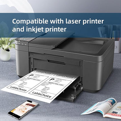 100 Sheets 400 Pcs 4"x5" 4 Up Shipping Address Labels for Laser & Inkjet Printers, Permanent Adhesive 4 per Page Shipping Labels, 4 to a Page Labels, 4 Stickers per Sheet | Laser Inkjet Printer Labels - TrueDesk