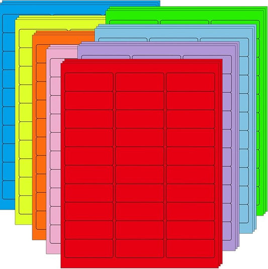 1''*2.625''Colored Labels Stickers 8 Colors Bright Moving Labels for Boxs 32 Sheets, Labels for Laser/Inkjet Printer, Permanent Adhesive | General - TrueDesk