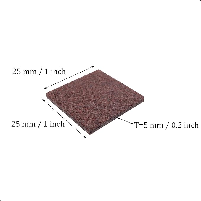 12Pcs Square Felt Furniture Pads, 1 inch x 1 inch Self Adhesive Cuttable Anti Scratch Floor Protectors for Furniture Legs Hardwood Floor, Brown, 25mm | Furniture Pads - TrueDesk