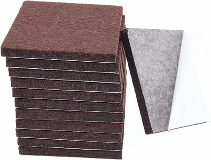 12Pcs Square Felt Furniture Pads, 2 inch x 2 inch Self Adhesive Cuttable Anti Scratch Floor Protectors for Furniture Legs Hardwood Floor, Brown, 50mm | Furniture Pads - TrueDesk