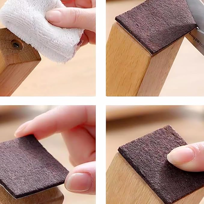 12Pcs Square Felt Furniture Pads, 2 inch x 2 inch Self Adhesive Cuttable Anti Scratch Floor Protectors for Furniture Legs Hardwood Floor, Brown, 50mm | Furniture Pads - TrueDesk