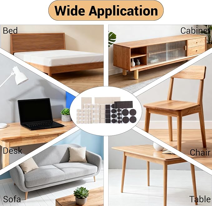 143 - Piece Felt Furniture Pads, Anti - Scratch Furniture Felt Pads, Self - Adhesive Chair Leg Floor Protectors for Hardwood Floors, Brown and Beige, HOME MASTER HARDWARE | Furniture Pads - TrueDesk