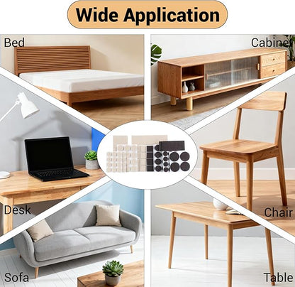 143 - Piece Felt Furniture Pads, Anti - Scratch Furniture Felt Pads, Self - Adhesive Chair Leg Floor Protectors for Hardwood Floors, Brown and Beige, HOME MASTER HARDWARE | Furniture Pads - TrueDesk
