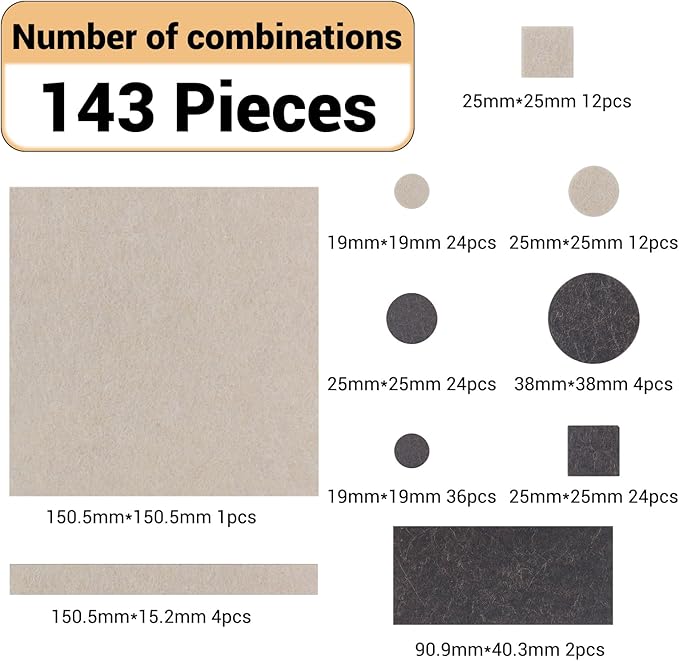 143 - Piece Felt Furniture Pads, Anti - Scratch Furniture Felt Pads, Self - Adhesive Chair Leg Floor Protectors for Hardwood Floors, Brown and Beige, HOME MASTER HARDWARE | Furniture Pads - TrueDesk