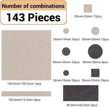 143 - Piece Felt Furniture Pads, Anti - Scratch Furniture Felt Pads, Self - Adhesive Chair Leg Floor Protectors for Hardwood Floors, Brown and Beige, HOME MASTER HARDWARE | Furniture Pads - TrueDesk