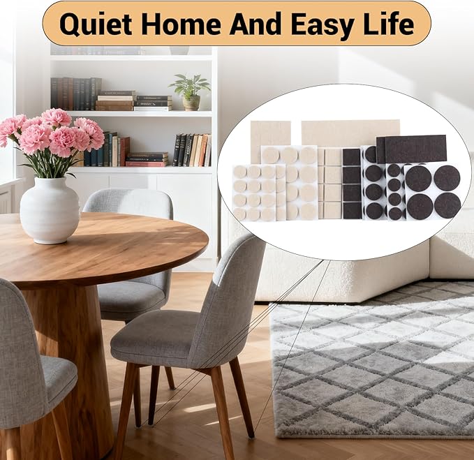 143 - Piece Felt Furniture Pads, Anti - Scratch Furniture Felt Pads, Self - Adhesive Chair Leg Floor Protectors for Hardwood Floors, Brown and Beige, HOME MASTER HARDWARE | Furniture Pads - TrueDesk