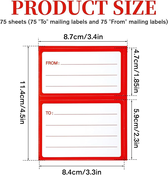150 Pcs to from Return Address Mailing Labels, Self - Adhesive to/from Address Mailing Labels, 4.5x3.5 Inch Blank Mail Shipping Label Postage Guaranteed Stickers for Package Boxes | Address Labels - TrueDesk