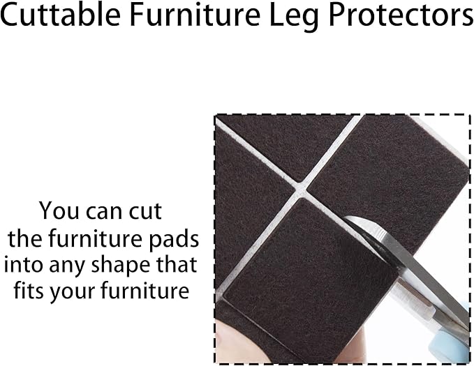 1.5inch Square Felt Furniture Pads, 16Pcs Self Adhesive Cuttable Felt Furniture Leg Pads Floor Protectors Furniture Sliders for Hardwoods Floors, Brown | Furniture Pads - TrueDesk