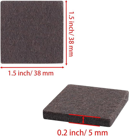 1.5inch Square Felt Furniture Pads, 16Pcs Self Adhesive Cuttable Felt Furniture Leg Pads Floor Protectors Furniture Sliders for Hardwoods Floors, Brown | Furniture Pads - TrueDesk