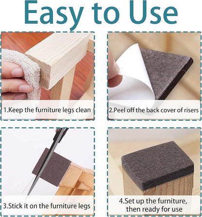1.5inch Square Felt Furniture Pads, 16Pcs Self Adhesive Cuttable Felt Furniture Leg Pads Floor Protectors Furniture Sliders for Hardwoods Floors, Brown | Furniture Pads - TrueDesk