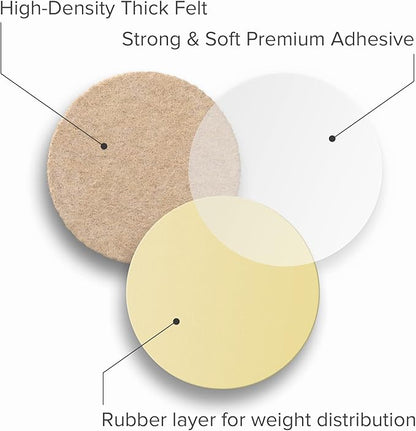 16 Heavy - Duty Felt Furniture Pads 2” 1/4” Thick X - Protector! Round Felt Pads for Furniture Feet - The Best Felt Floor Protectors for Furniture to Prevent Scratches. Protect Your Hard Floor! (Beige) | Furniture Pads - TrueDesk
