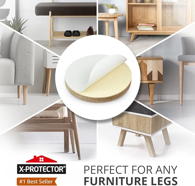 16 Heavy - Duty Felt Furniture Pads 2” 1/4” Thick X - Protector! Round Felt Pads for Furniture Feet - The Best Felt Floor Protectors for Furniture to Prevent Scratches. Protect Your Hard Floor! (Beige) | Furniture Pads - TrueDesk
