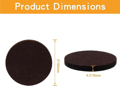 16 Pcs 2”/50mm Felt Furniture Pads Brown Round Self Adhesive Furniture Pads 5mm Thick Anti Scratch Floor Protectors for Furniture Feet Chair Legs | Furniture Pads - TrueDesk
