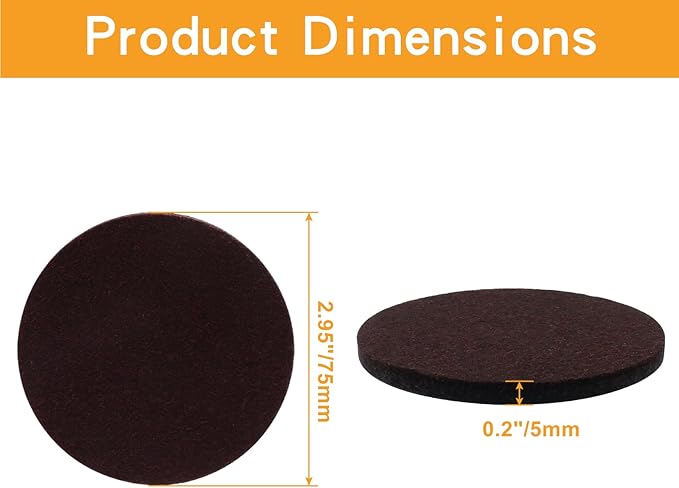 16 Pcs 3”/75mm Felt Furniture Pads Brown Round Self Adhesive Furniture Pads 5mm Thick Anti Scratch Floor Protectors for Furniture Feet Chair Legs | Furniture Pads - TrueDesk