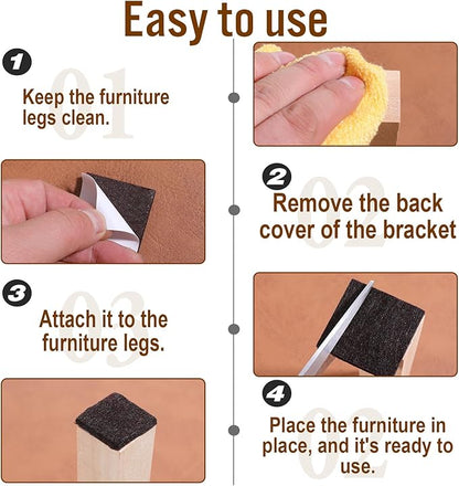 16 PCS Square Felt Furniture Pads, 1.5 X 1.5 Inch Chair Leg Floor Protectors Self Adhesive Cuttable Felt Furniture Leg Pads Anti Scratch Floor Protectors for Hardwood Floors, Brown | Furniture Pads - TrueDesk