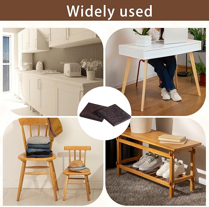 16 PCS Square Felt Furniture Pads, 1.5 X 1.5 Inch Chair Leg Floor Protectors Self Adhesive Cuttable Felt Furniture Leg Pads Anti Scratch Floor Protectors for Hardwood Floors, Brown | Furniture Pads - TrueDesk