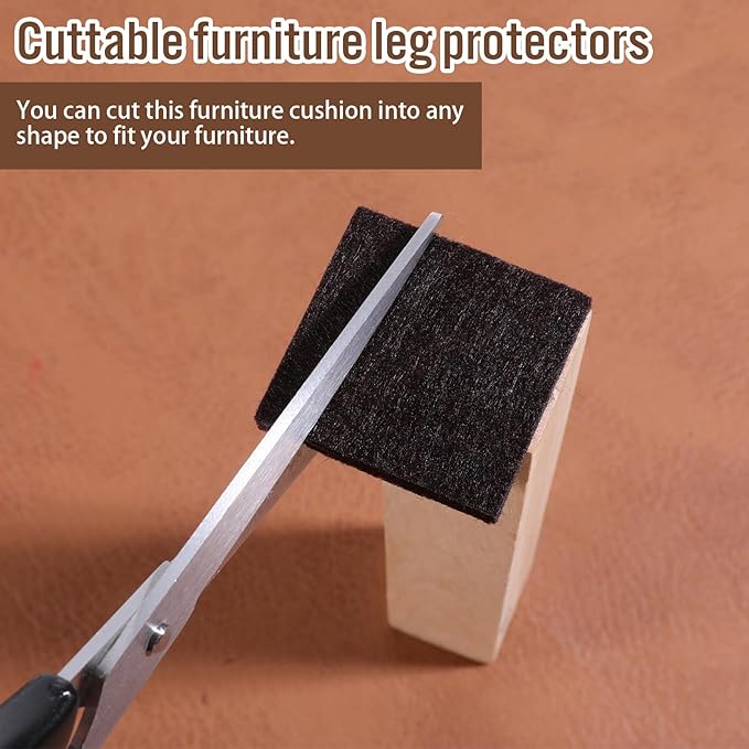 16 PCS Square Felt Furniture Pads, 1.5 X 1.5 Inch Chair Leg Floor Protectors Self Adhesive Cuttable Felt Furniture Leg Pads Anti Scratch Floor Protectors for Hardwood Floors, Brown | Furniture Pads - TrueDesk