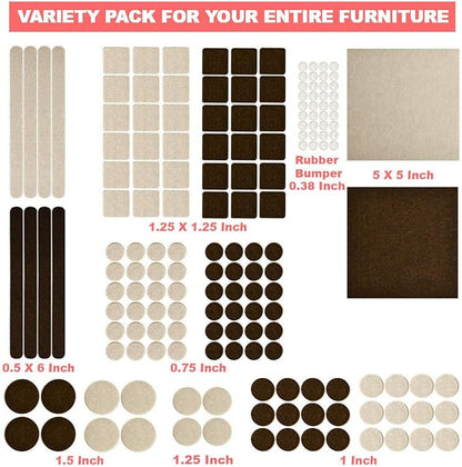 165 Piece Two Colors - Variety Size Furniture Felt Pads. Self Adhesive Pads with Transparent Noise Reduction Bumpers. Floor Protectors for Hardwood & Laminate Flooring - 165 Piece | Furniture Pads - TrueDesk