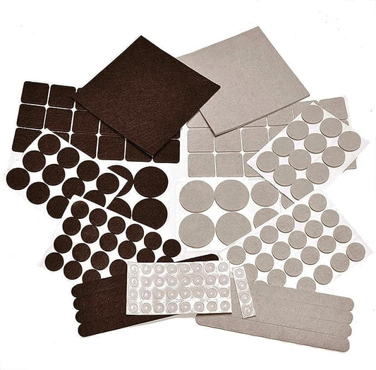 165 Piece Two Colors - Variety Size Furniture Felt Pads. Self Adhesive Pads with Transparent Noise Reduction Bumpers. Floor Protectors for Hardwood & Laminate Flooring - 165 Piece | Furniture Pads - TrueDesk