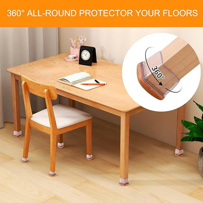 16PCS Extra Large Chair Leg Floor Protectors, Felt Furniture Pads for Hardwood Floors, Square Clear Sofa Bed Dining Table Chair Leg Covers to Protect Floors and Prevent Scratches & Noise(Fit:1.5" - 2") | Furniture Cups - TrueDesk