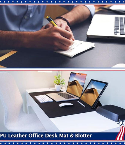 17 X 36 Inch Office Desk Pad Table Protector on Top of Desks PU Leather Desk Blotter Laptop Computer Gaming Under Keyboard Mouse Pad Waterproof Writing Mat Desktop Cover for Women Men Kids Girls Black | Desk Pads Blotters - TrueDesk