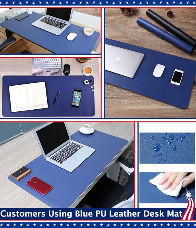 17 X 36 Inch Office Desk Pad Table Protector on Top of Desks PU Leather Desk Blotter Laptop Computer Gaming Under Keyboard Mouse Pad Waterproof Writing Mat Desktop Cover for Women Men Kids Girls White | Desk Pads Blotters - TrueDesk