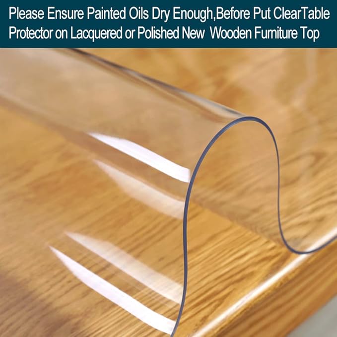 18X67 inch Clear PVC Table Protector Tablecloth Mat Plastic Tablecloth Waterproof Wipeable Vinyl Tablecloth Pad Rectangle Wooden Sofa Patio Table Mat Billiard Desk Pad Furniture Protector Wipeable | Table Pads - TrueDesk