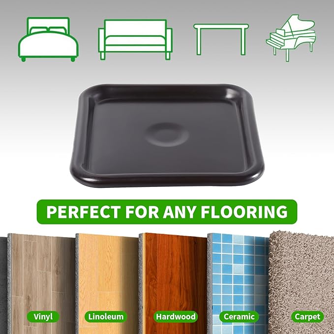 2 1/2" Square Carpet Bottom Furniture Caster Cups, Reusable Furniture Sliders for Hardwood Floors, Felt Furniture Pads Coasters to Protect Tile or Laminate Floors from Scratches, Brown/Gray (12 Pack) | Furniture Cups - TrueDesk