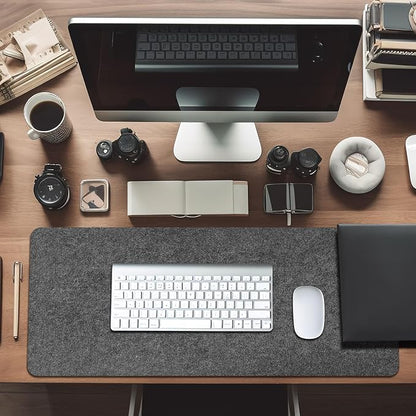 2 PCS Large Felt Desk mat, 40''x16'' with Non - Slip Full Desk Mouse Pad,Office Computer Desk for Keyboard Mat,Felt Desk Mat for Desk Pad Protector（100x40cm） | Mouse Pads - TrueDesk
