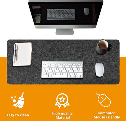 2 PCS Large Felt Desk mat, 40''x16'' with Non - Slip Full Desk Mouse Pad,Office Computer Desk for Keyboard Mat,Felt Desk Mat for Desk Pad Protector（100x40cm） | Mouse Pads - TrueDesk